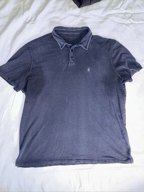 John Varvatos USA Peace Sign Polo Shirt Grey Mineral Wash XL